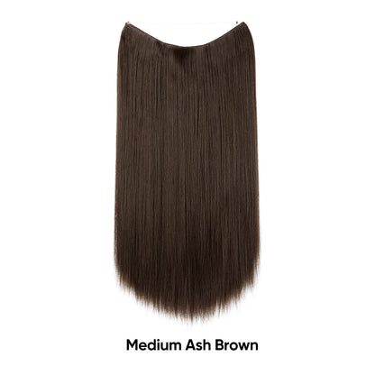 Medium ash brown hair extension, straight one-piece fishline weft