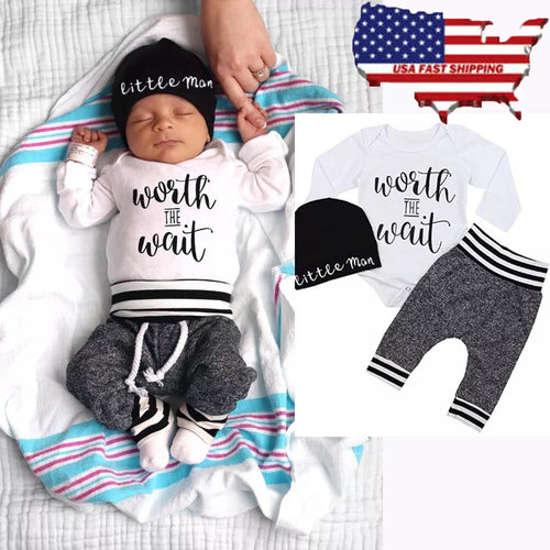 Newborn Baby Boy Girl Tops Romper Bodysuit Jumpsuit Pants Outfits Clothes Set