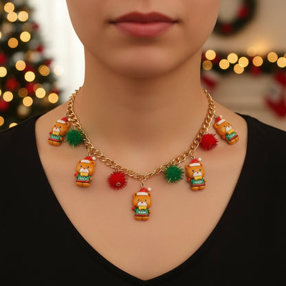 New Christmas Tree Bell Santa Claus Necklace Creative Personalized Pendant Clavicle Chain Jewelry
