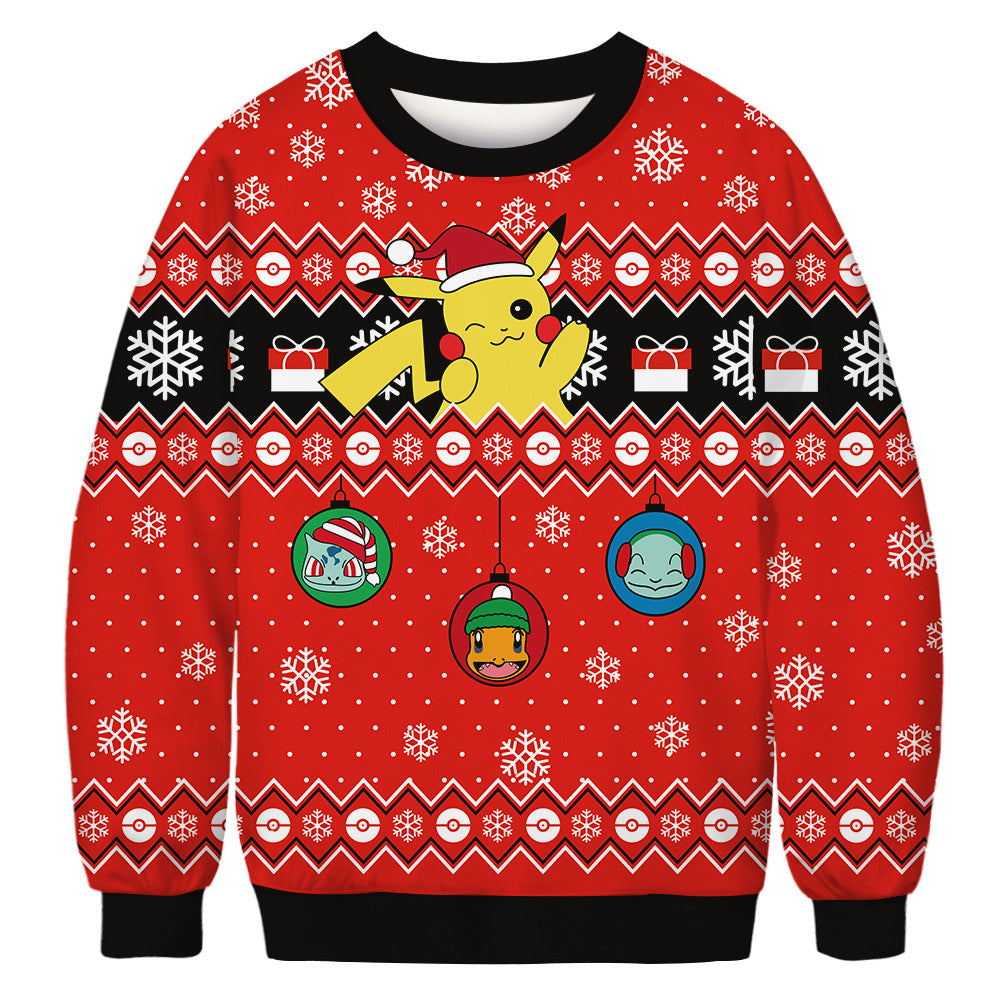 Christmas green furry print crew neck sweater
