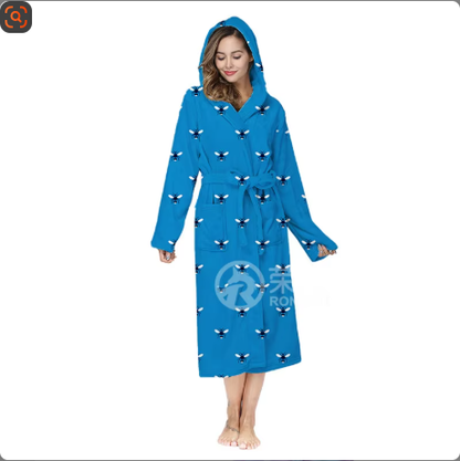 Plush Oversize Winter Soft Warm Long Flannel Bathrobe With Hooded Women Thick Night Fleece