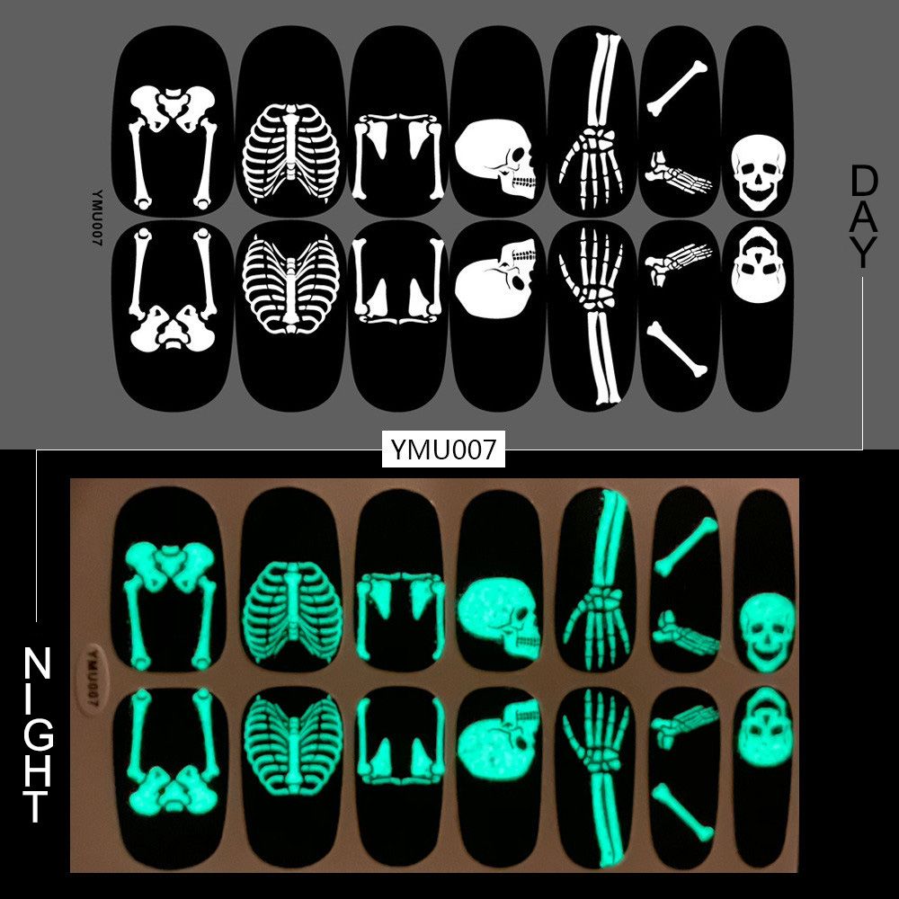 Luminous Halloween Skull Graffiti Sticker Set Of 12