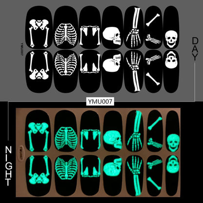 Luminous Halloween Skull Graffiti Sticker Set Of 12