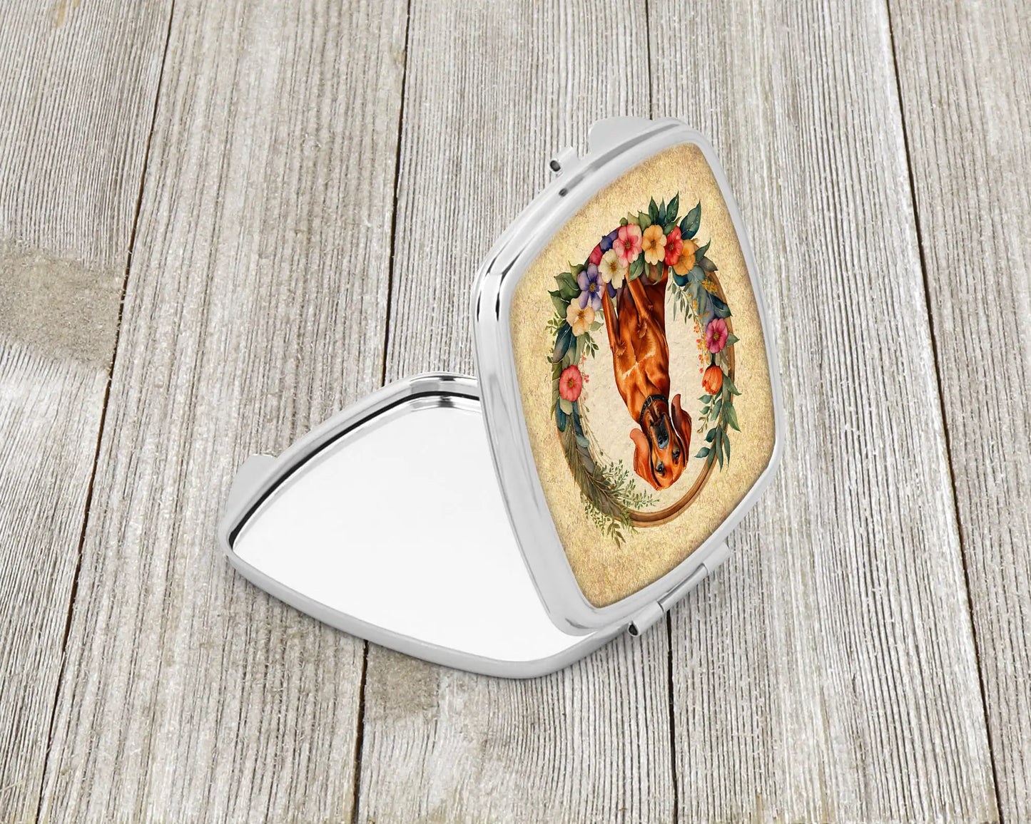 Redbone Coonhound and Flowers Compact Mirror