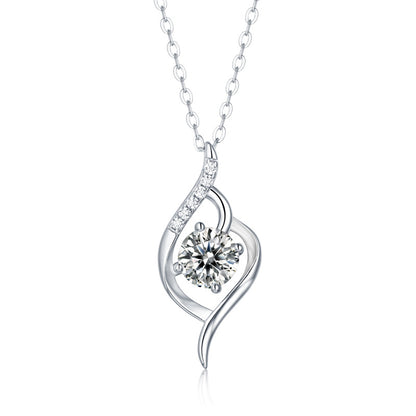 A Beautiful City Luxury Fashion Diamond Pendant Necklace Set With Mosan Diamond Silver Ornaments