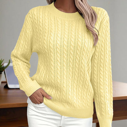Women's Textured Long Sleeve Sweater Crewneck Pullover Dressy Casual Outfits