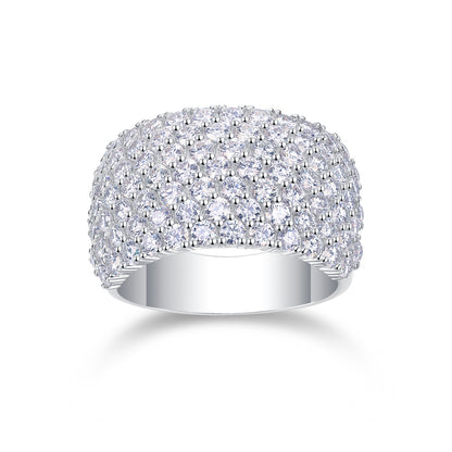 Multiple Row Diamond Wide Rings, Moissanite Rings, Luxury Fashion Silver Rings