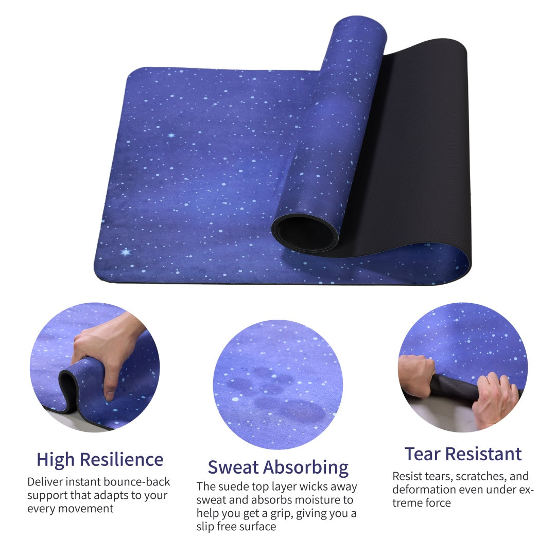 Blue galaxy yoga mat with high resilience, sweat-absorbing and tear-resistant design