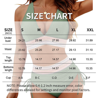 Women's High Waisted Bikini Sets Two Piece Tummy Control Swimsuit Color Block Bathing Suits