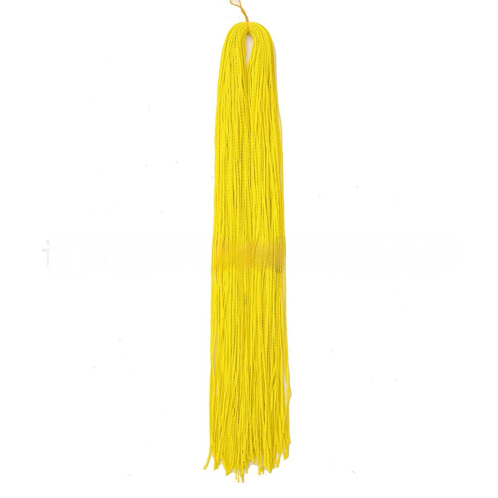 Yellow braided crochet hair extension bundle with long straight strands