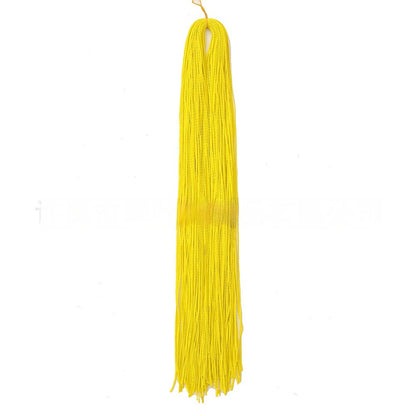 Yellow braided crochet hair extension bundle with long straight strands