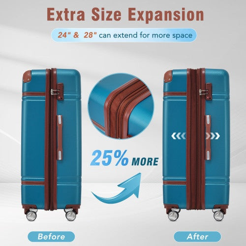 Hard shell Sets 4 Pieces 20x24x28 Luggage's And Cosmetic Case Spinner Suitcase With TSA Lock Lightweight