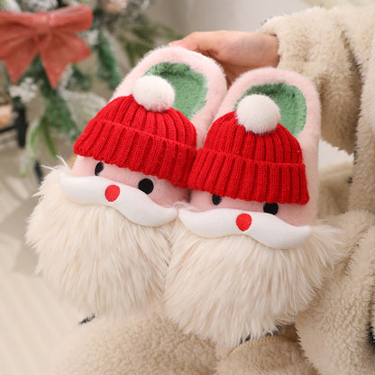 Cute Christmas Santa Claus Slipper Warm Indoor Non-slip Floor Plush Shoes