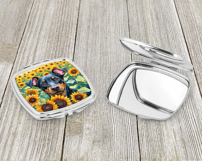 Manchester Terrier in Sunflowers Compact Mirror