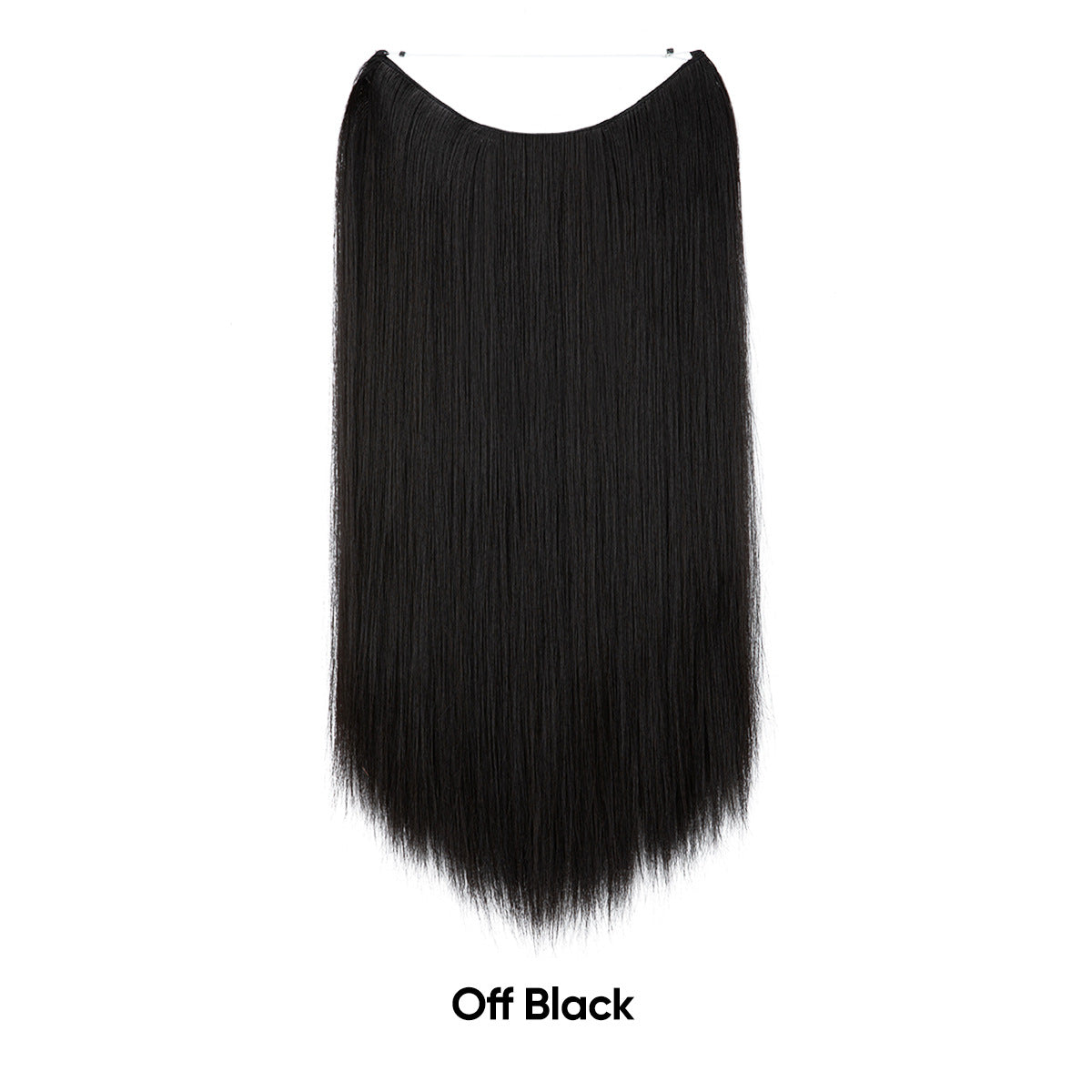 Off-black hair extension, straight one-piece fishline weft