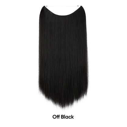 Off-black hair extension, straight one-piece fishline weft