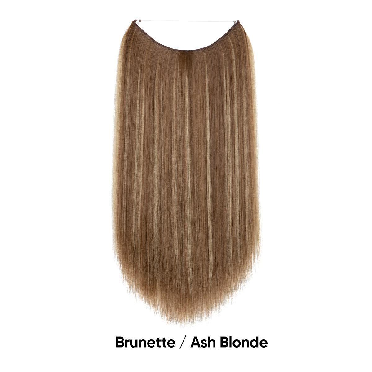 Brunette to ash blonde hair extension, straight one-piece fishline weft