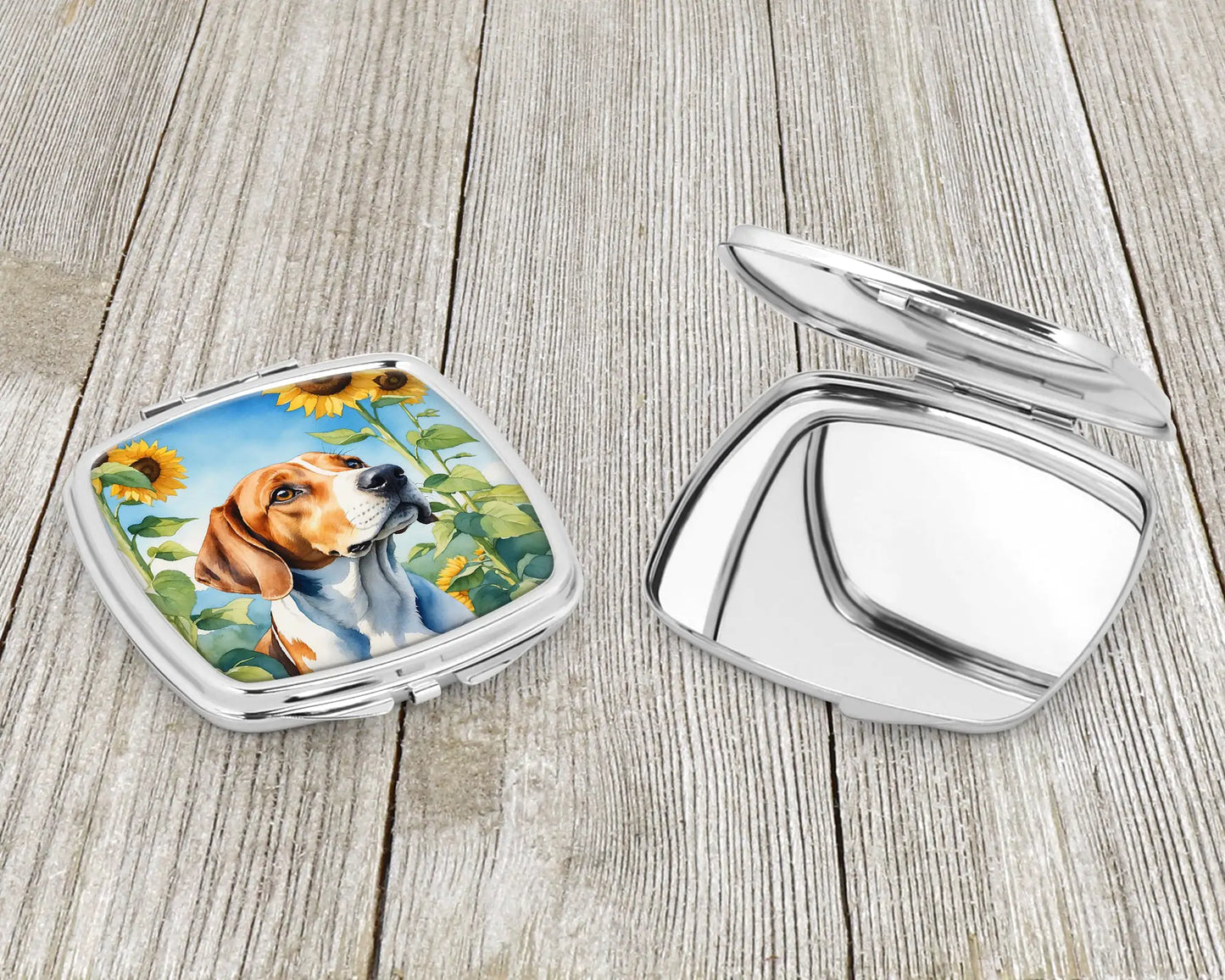 English Foxhound in Sunflowers Compact Mirror
