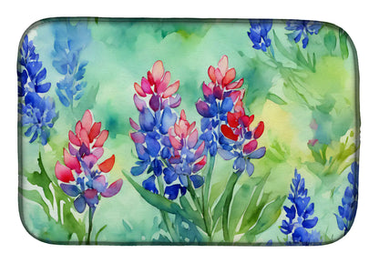 Texas Bluebonnets in Watercolor Dish Drying Mat