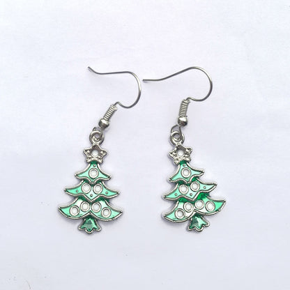 Ornaments Alloy Dripping Five-star Christmas Tree Earrings