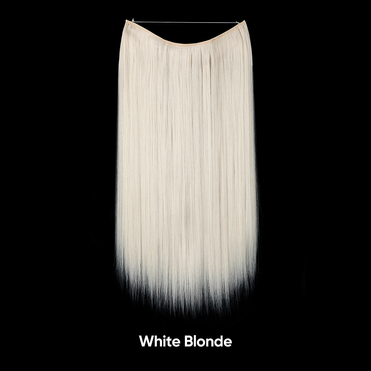 Straight white-blonde hair extension, one-piece adjustable invisible fishline.