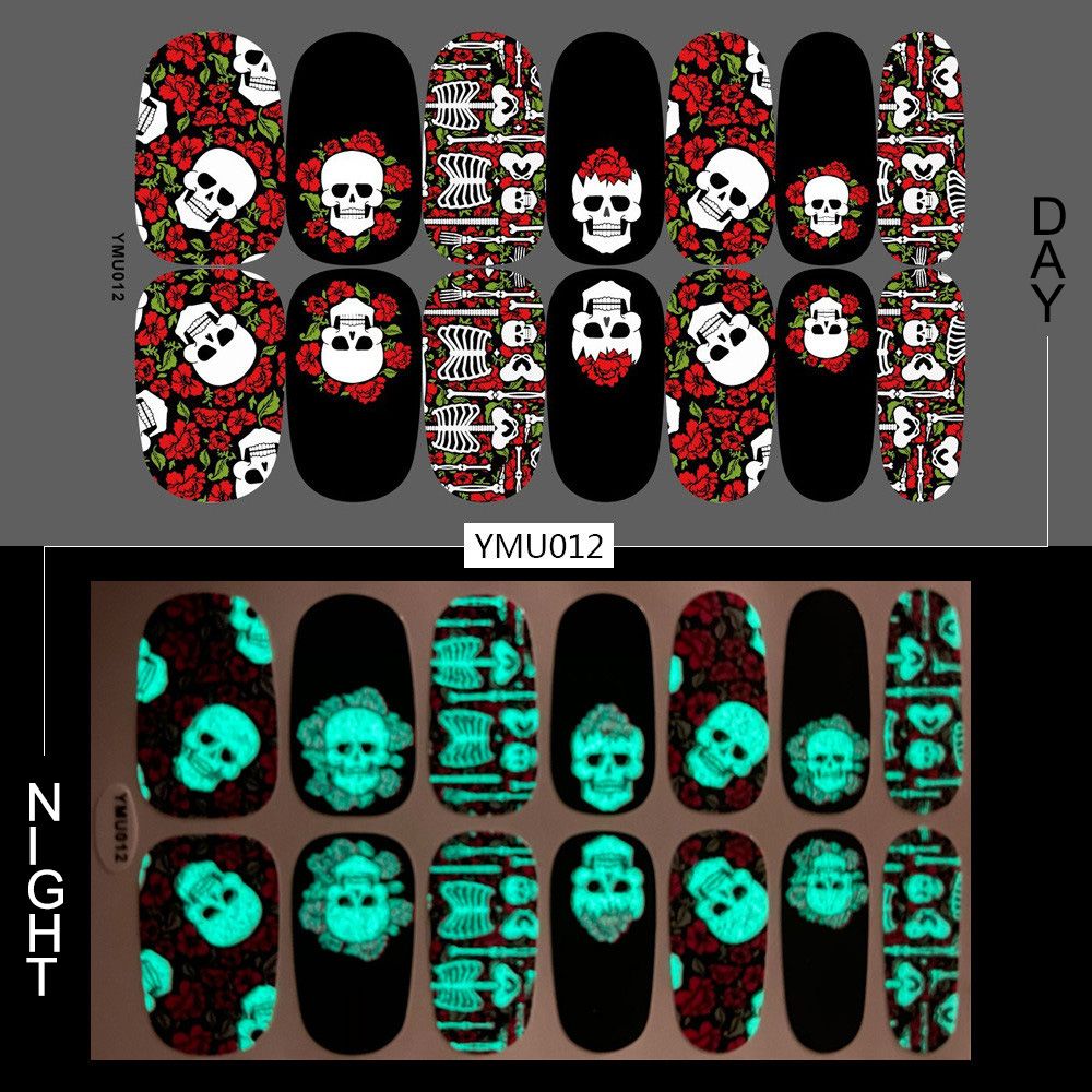 Luminous Halloween Skull Graffiti Sticker Set Of 12