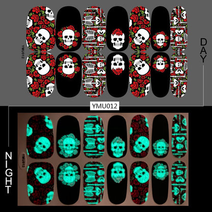 Luminous Halloween Skull Graffiti Sticker Set Of 12