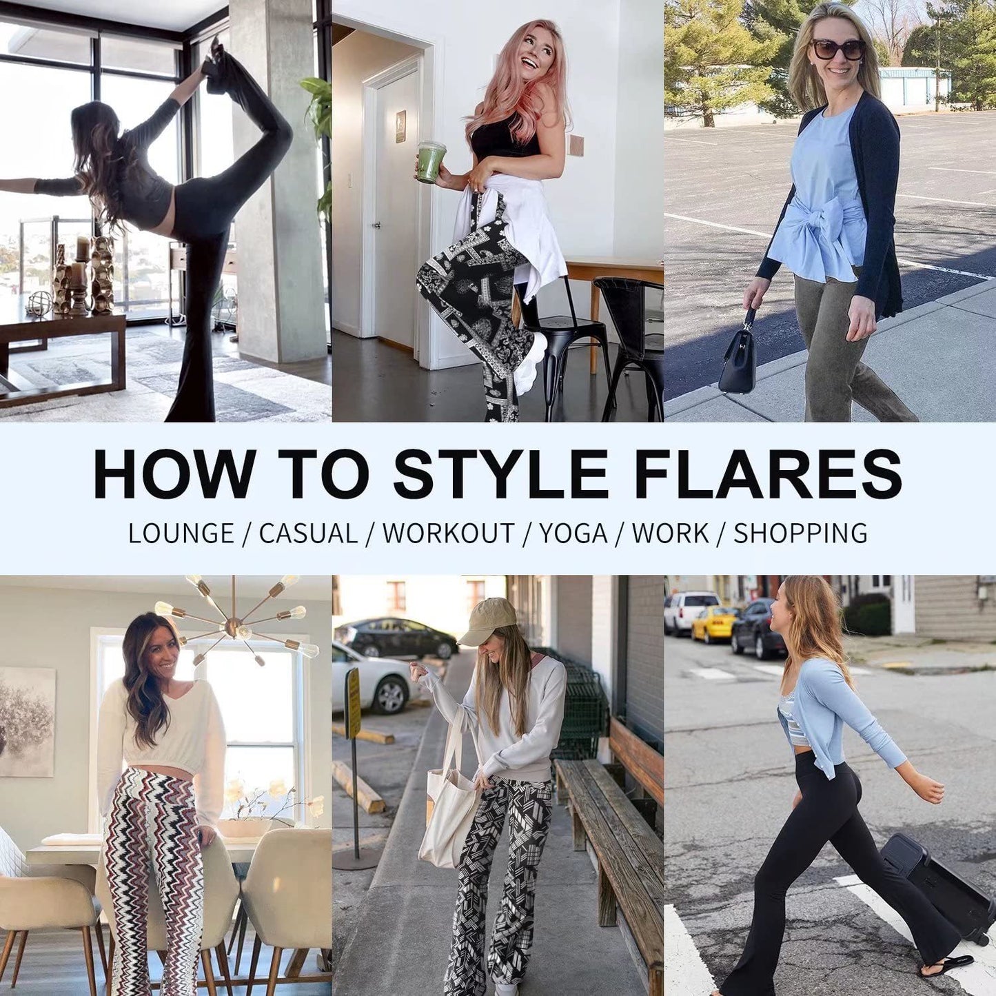 Flare Yoga Pants For Women - Soft High Waist Bootcut Leggings Tall & Long Palazzo