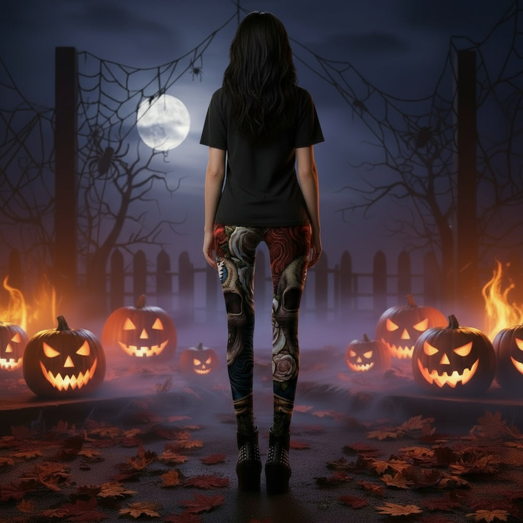 Halloween Skull Pattern Print Ladies Leggings