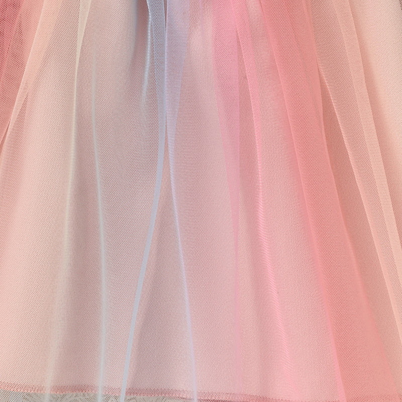 Baby Girls Skirt Set Letters Embroidery Long Sleeve Sweatshirt Tops & Rainbow Tutu Skirt Outfits