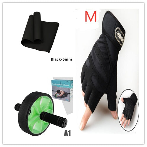 Black 6mm fitness yoga mat with rolled design and open end, compact product view