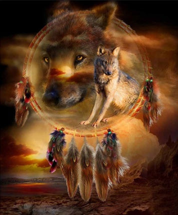 Wolf Dream Catcher 5D Cross Diamond Painting DIY Wall