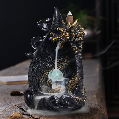 Resin Backflow Incense Burner Smoke Aromatherapy Stove Xianglong LED Light