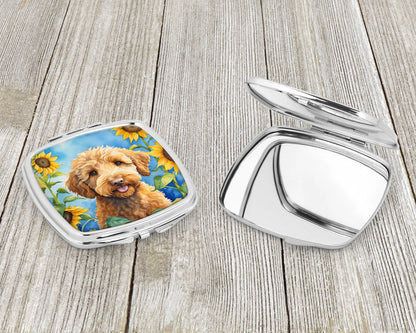 Labradoodle in Sunflowers Compact Mirror