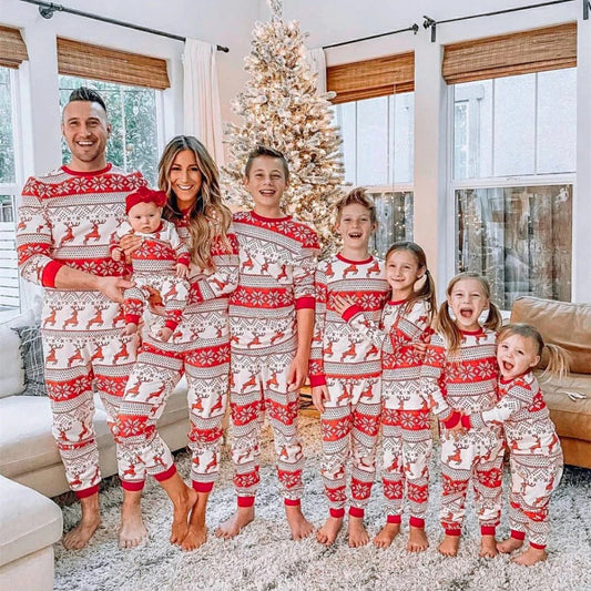 Cotton Blend Parent-child Clothing Christmas Pajamas Fall Family Set