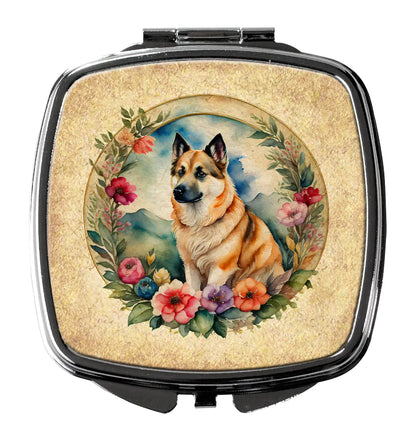 Norwegian Buhund and Flowers Compact Mirror
