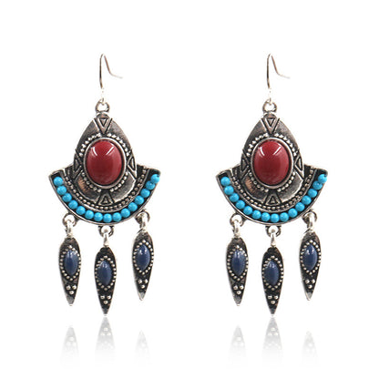 Women's Turquoise Accessories Alloy Tassel Long Earrings