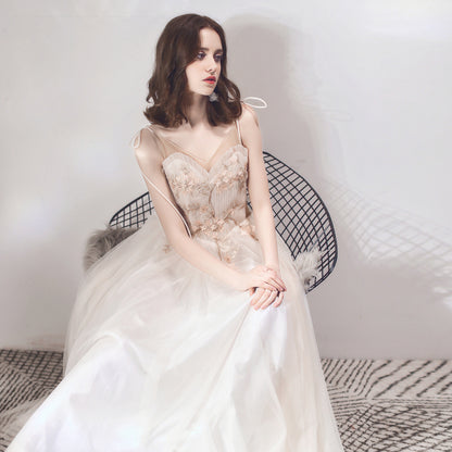 Solid Color Bridesmaid Dress Dress Female Dinner Party