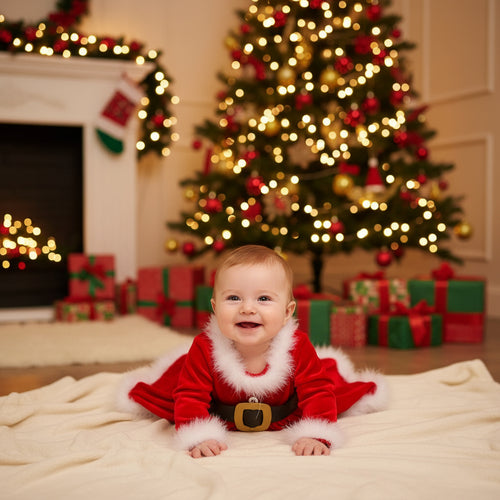 Christmas Newborn Baby Girls Clothing Long Sleeve Solid Dress