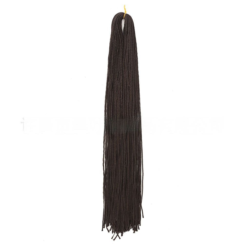 Dark brown braided crochet hair extension with long fringe tassels