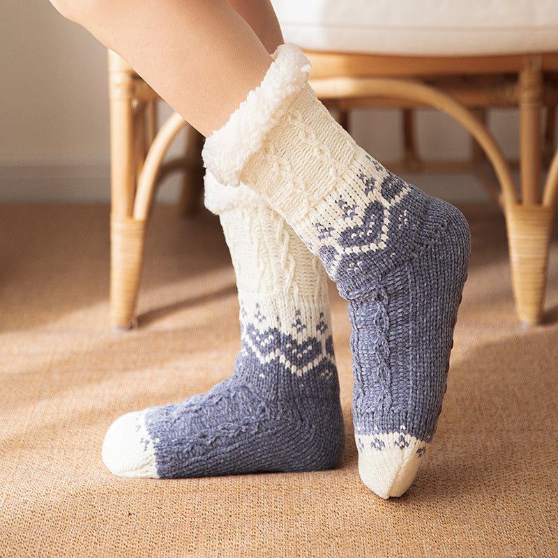 Love Knitted Plush Floor Socks Warm Non-sli Christmas