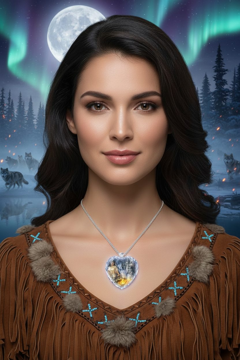 Heart-shaped crystal pendant necklace with silver chain and blue heart charm