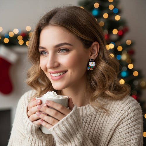 Enamel Snowman Earrings Women's Ear Ornaments Christmas Gifts