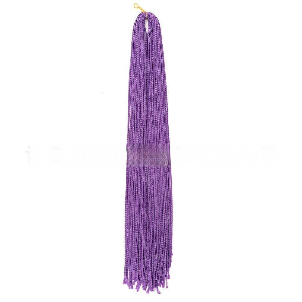Violet purple braided crochet hair extension bundle with long straight strands