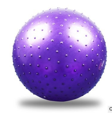 Purple spiked inflatable exercise ball with grip nubs, yoga fitness workout ball