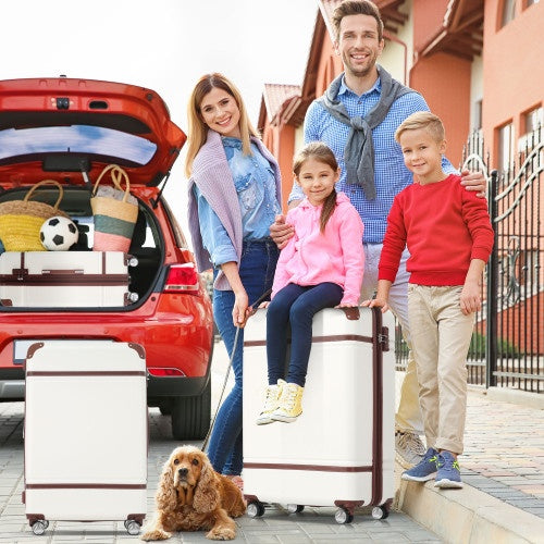 Hard shell Luggage Sets 3 Pieces 20x24 And Cosmetic Case Spinner Suitcase With TSA Lock Lightweight