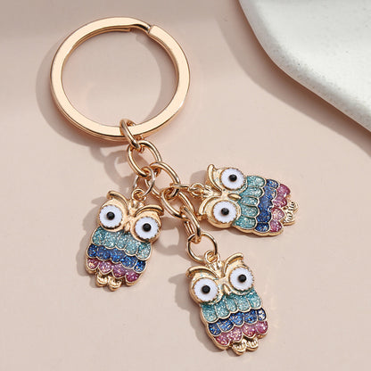 Hot Selling Dripping Oil Alloy Colorful Owl, Ladybug, Dark Flower, Ghost Face Keychain Bag Ornaments