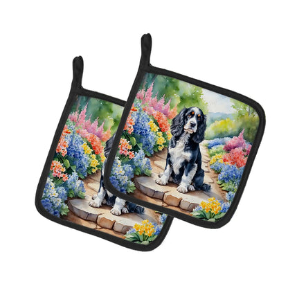 Cocker Spaniel Spring Path Pair of Pot Holders