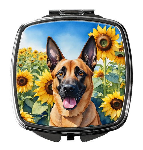 Belgian Malinois in Sunflowers Compact Mirror