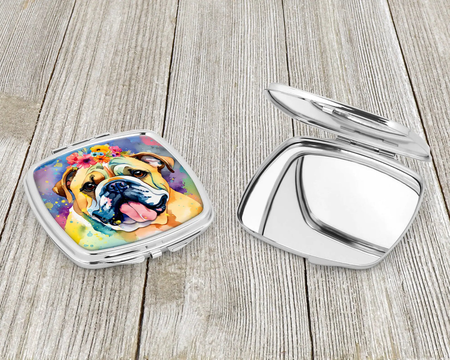 English Bulldog Hippie Dawg Compact Mirror